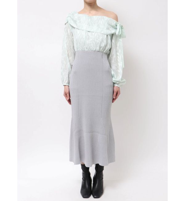 MERCURYDUO「ブラウスドッキングニットワンピース」|ワンピース|