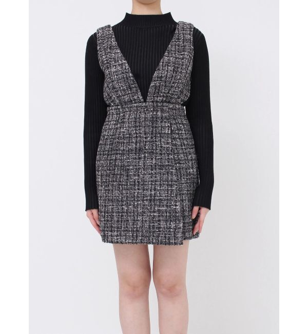 MURUA「ハイウエストツイードジャンパースカート」|ワンピース|