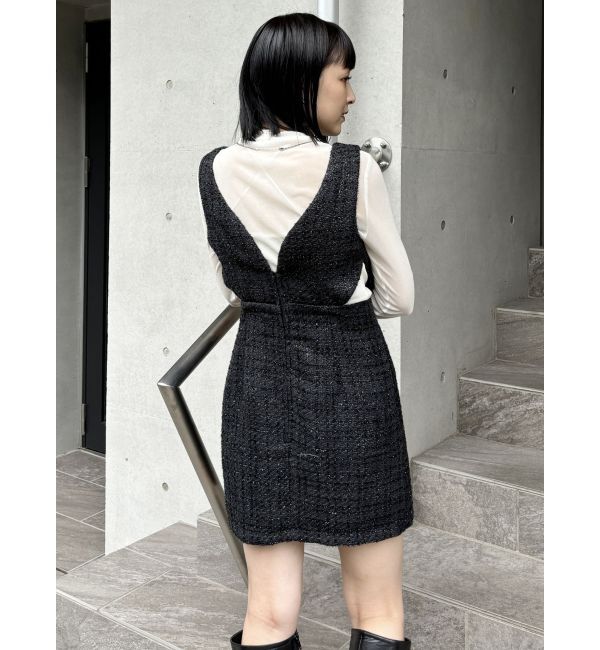 MURUA「ハイウエストツイードジャンパースカート」|ワンピース|