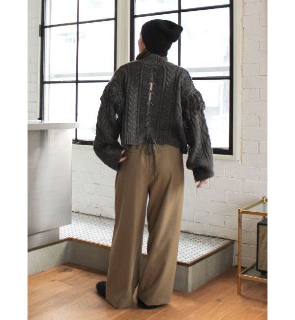 Ungrid「レースアップケーブルニット」|ニット・セーター|