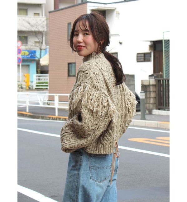 Ungrid「レースアップケーブルニット」|ニット・セーター|