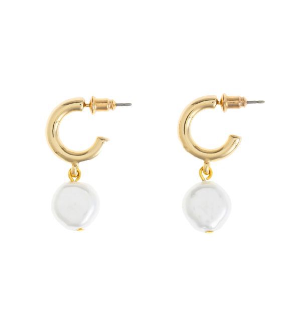 LAGUNAMOON「LADYフェイクパールフープピアス」|ピアス|ゴールド