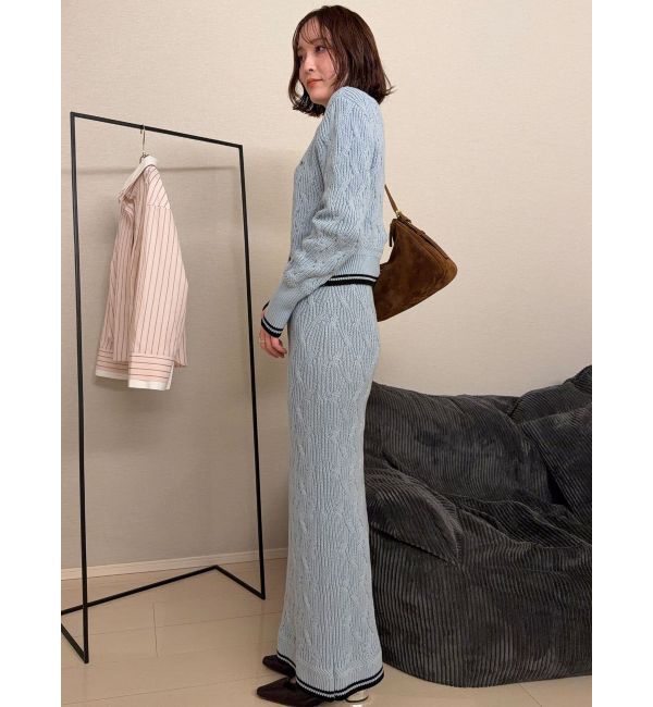 LAGUNAMOON「【POLO BCSコラボ】コットンケーブルニットカーディガンスカートセットアップ」|ワンピース|