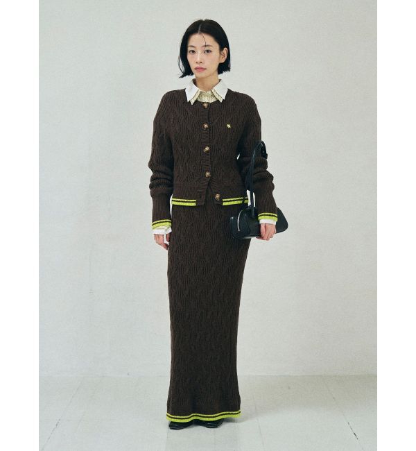 LAGUNAMOON「【POLO BCSコラボ】コットンケーブルニットカーディガンスカートセットアップ」|ワンピース|ブラウン