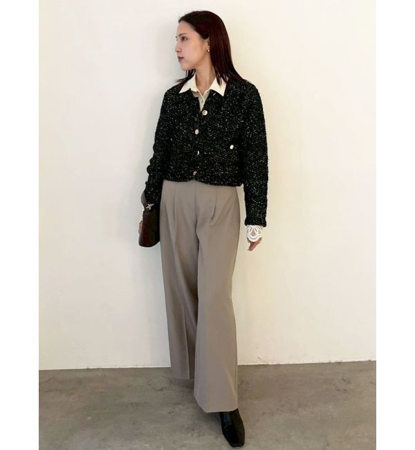 LAGUNAMOON「ミックスヤーンノーカラーニットカーディガン」|カーディガン|