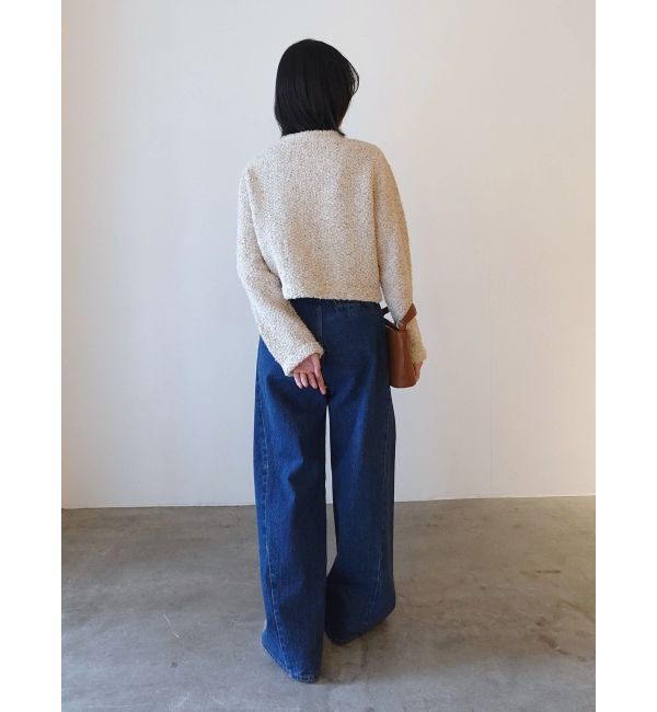 LAGUNAMOON「ミックスヤーンノーカラーニットカーディガン」|カーディガン|