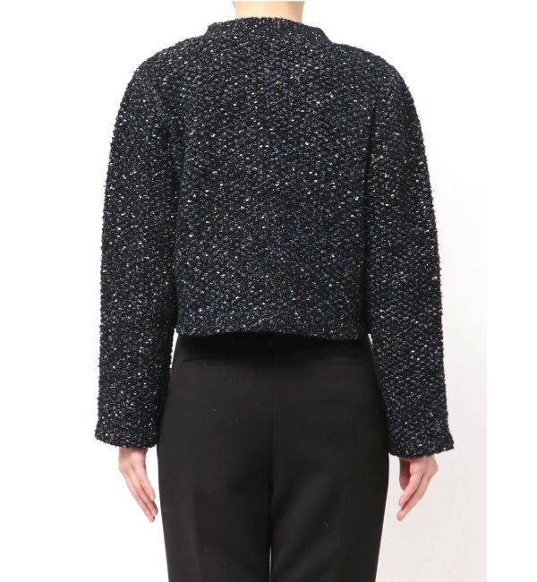 LAGUNAMOON「ミックスヤーンノーカラーニットカーディガン」|カーディガン|