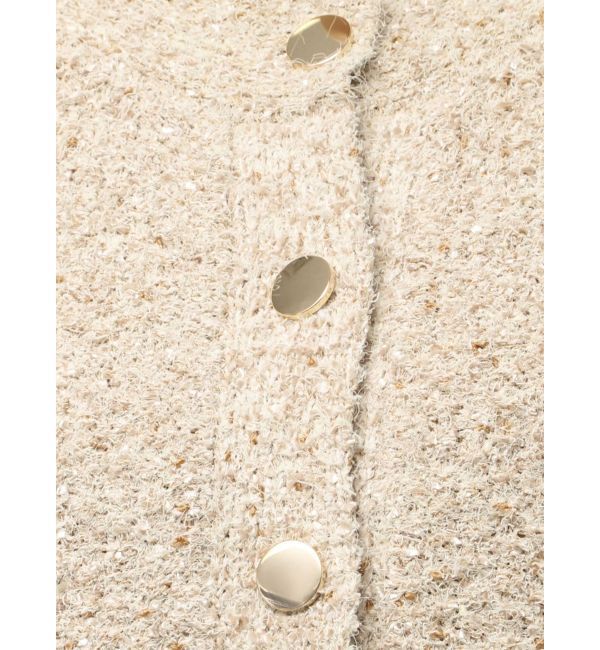 LAGUNAMOON「ミックスヤーンノーカラーニットカーディガン」|カーディガン|