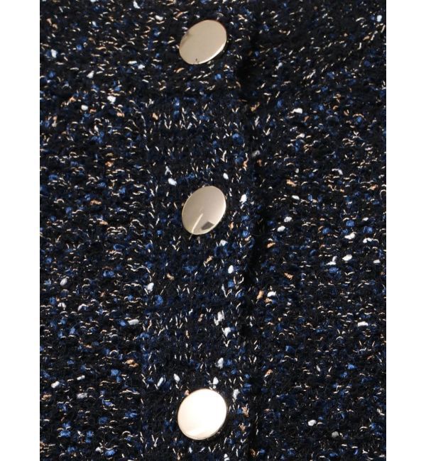 LAGUNAMOON「ミックスヤーンノーカラーニットカーディガン」|カーディガン|