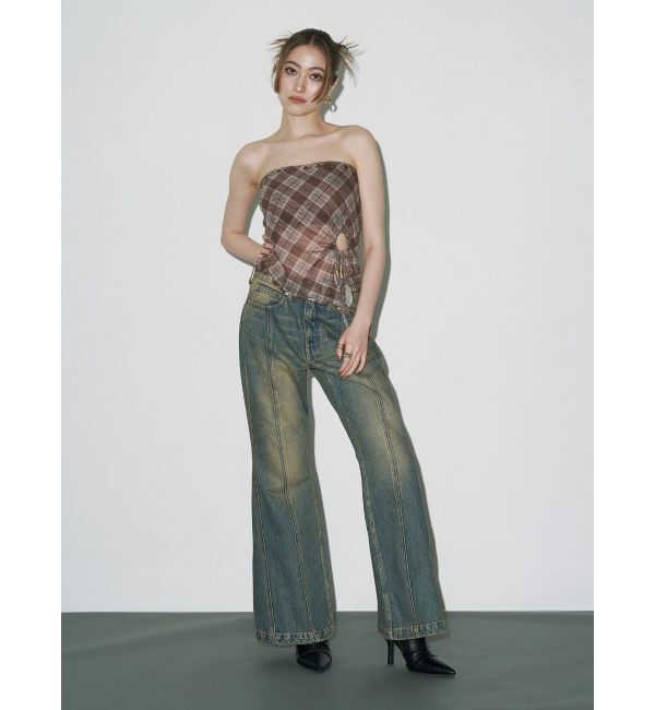 EVRIS「センターシームワイドフレアデニムパンツ」|デニム|