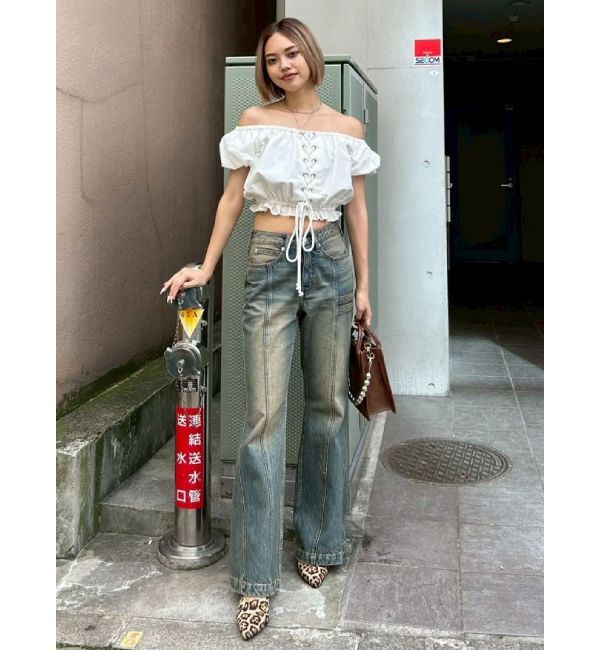 EVRIS「センターシームワイドフレアデニムパンツ」|デニム|