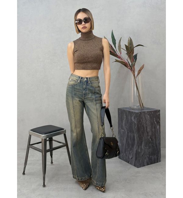 EVRIS「センターシームワイドフレアデニムパンツ」|デニム|