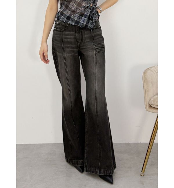 EVRIS「センターシームワイドフレアデニムパンツ」|デニム|