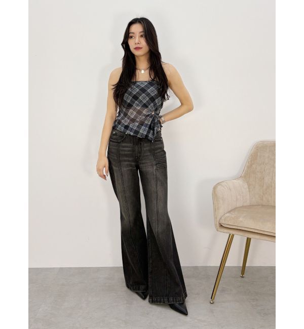 EVRIS「センターシームワイドフレアデニムパンツ」|デニム|