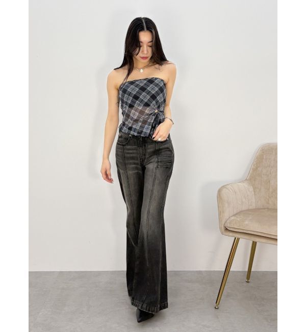 EVRIS「センターシームワイドフレアデニムパンツ」|デニム|