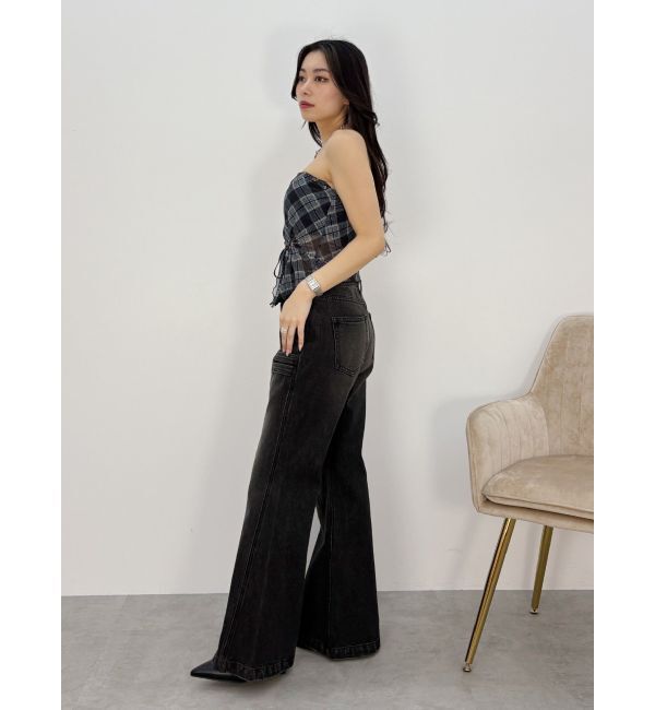 EVRIS「センターシームワイドフレアデニムパンツ」|デニム|