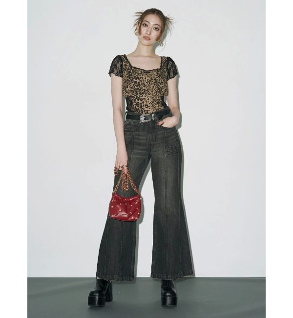 EVRIS「センターシームワイドフレアデニムパンツ」|デニム|