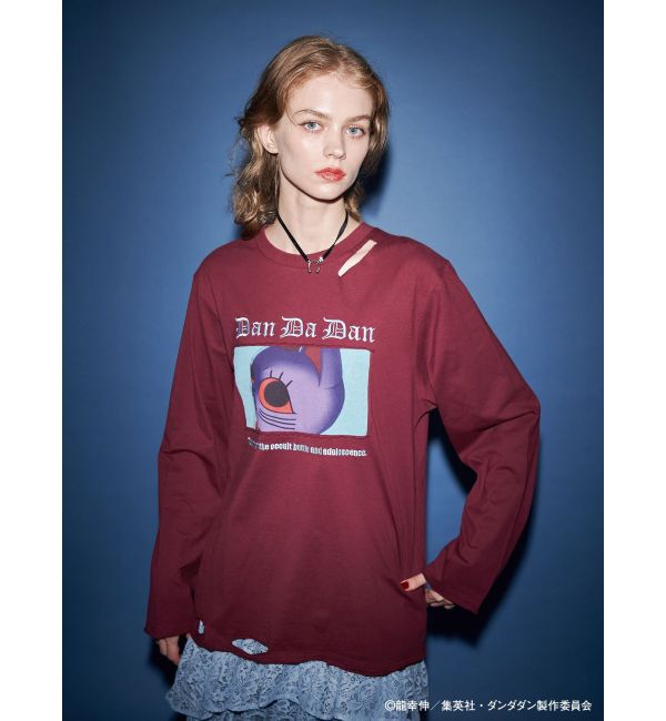 jouetie「【TVアニメ『ダンダダン』・jouetie】オーバーダメージロンT」|Tシャツ・カットソー|ボルドー