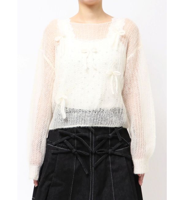 merry jenny「透かし編みリボンニット」|ニット・セーター|