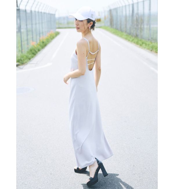GYDA「バックオープンサテンキャミロングワンピース」|ワンピース|