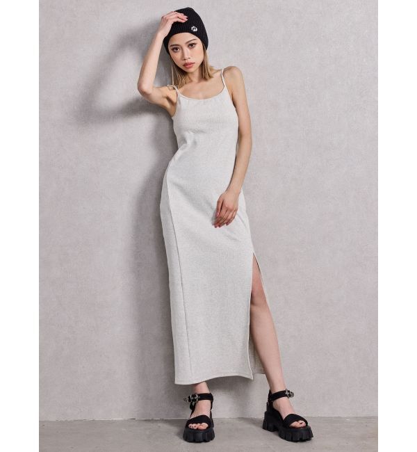 GYDA「SIDE スリットテレコキャミロングワンピース」|ワンピース|