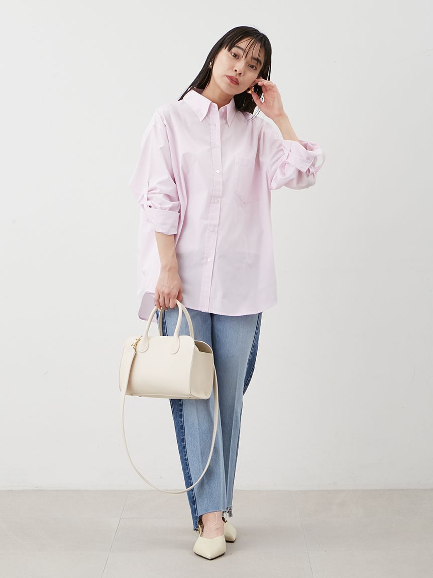 Mila Owen「配色撥水裾段差テーパードデニムパンツ」|デニム|