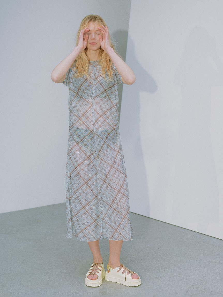 emmi atelier「シアーメッシュチェックワンピース」|ワンピース|