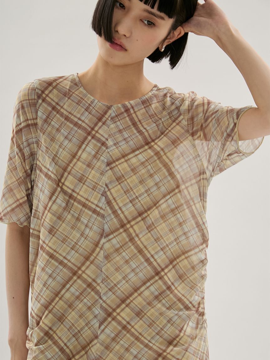 emmi atelier「シアーメッシュチェックワンピース」|ワンピース|