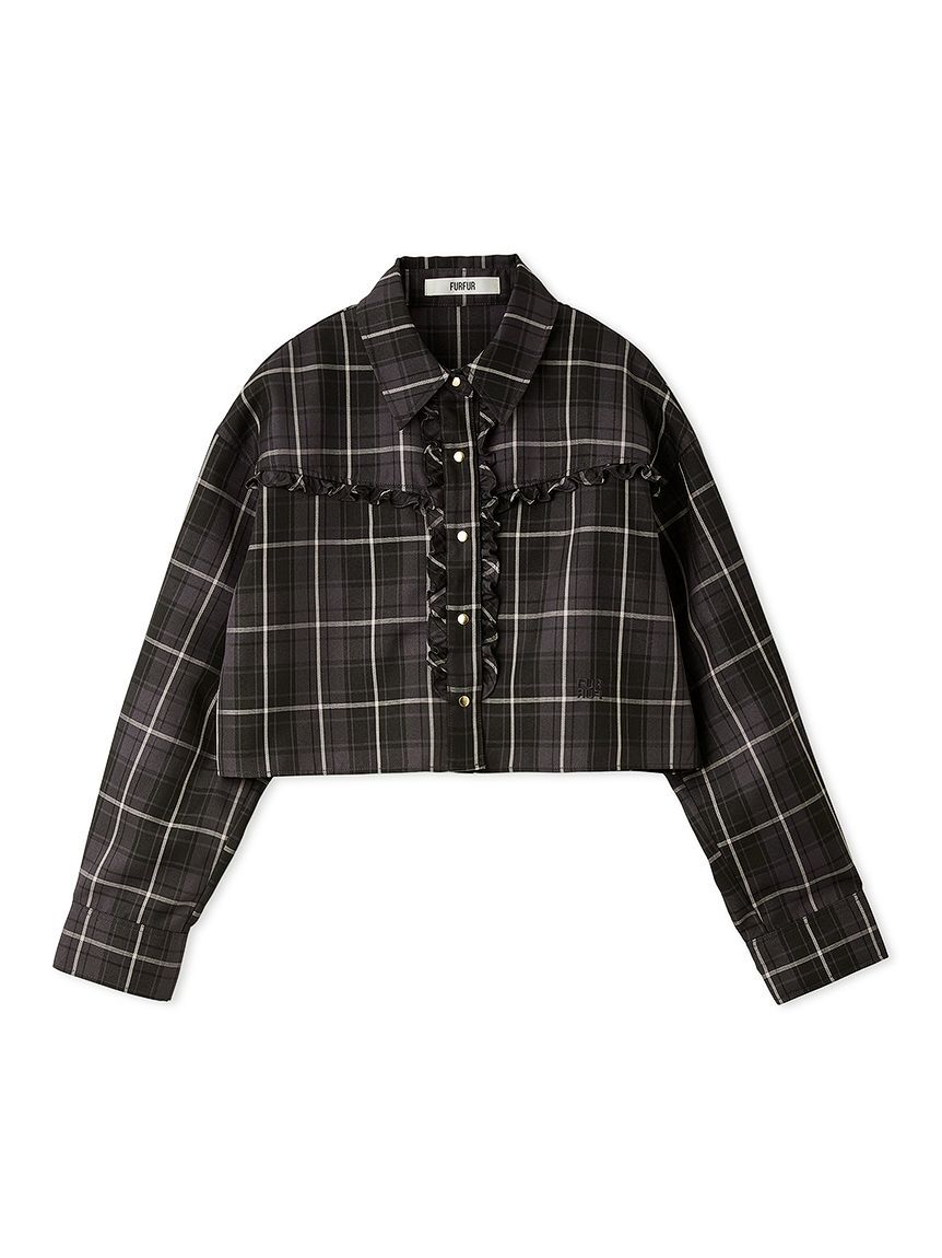 FURFUR「チェック柄クロップドフリルシャツ」|シャツ・ブラウス|