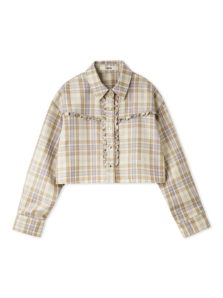 FURFUR「チェック柄クロップドフリルシャツ」|シャツ・ブラウス|