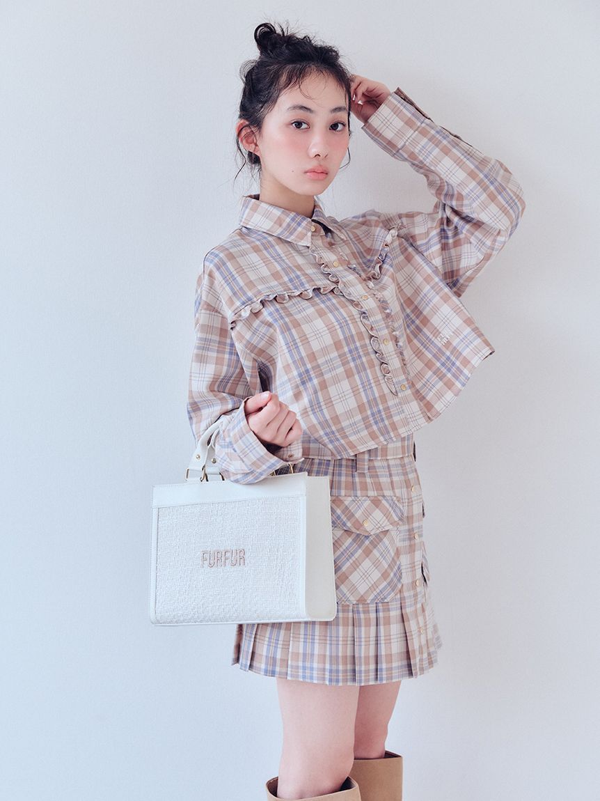 FURFUR「チェック柄クロップドフリルシャツ」|シャツ・ブラウス|