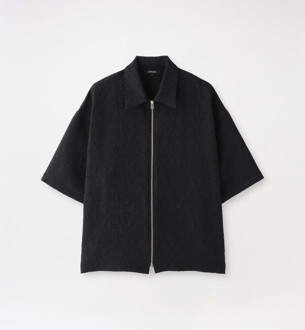  「フクレジャカードジップショートスリーブ」|シャツ・ブラウス|ブラック