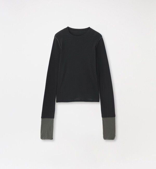  「テレコブロッキングトップス」|Tシャツ・カットソー|ブラック