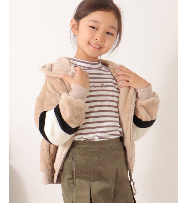 ikka kids「ボアフリース袖切り替えパーカー（120~160cm）」|その他|ベージュ