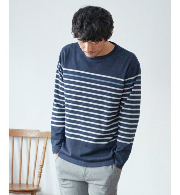 ikka「ダブルジャカードボーダーロンT」|Tシャツ・カットソー|