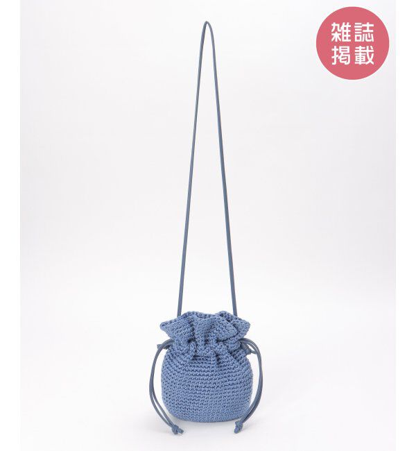 ikka「細編み巾着ショルダーバッグ」|その他|ブルー