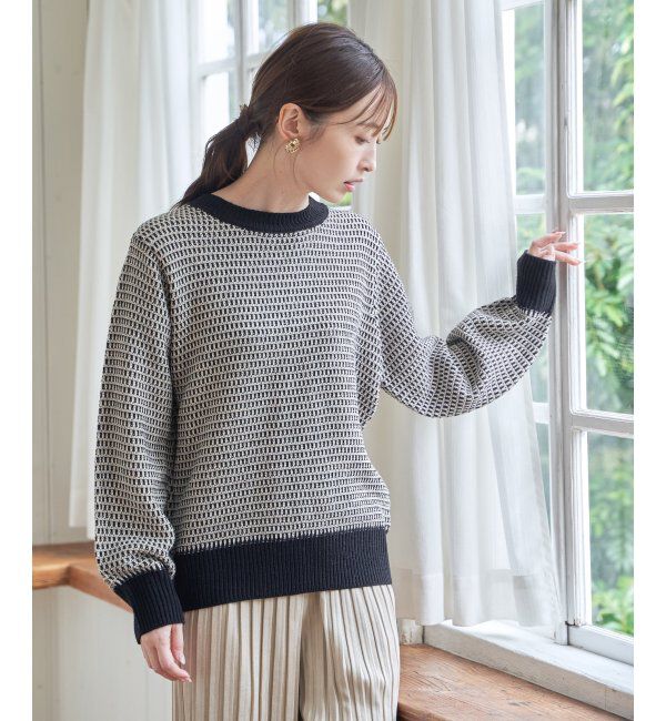 ikka「幾何ジャガードニットプルオーバー」|プルオーバー|