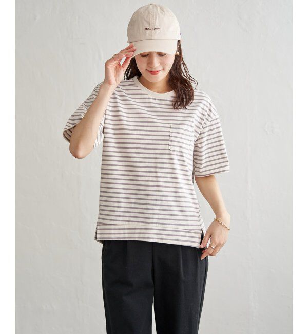 ikka「冷感コットン半袖ポケットTシャツ」|Tシャツ・カットソー|グレー