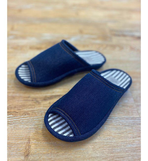 Lbc with Life「3Dコンフォートデニムスリッパ」|ルームシューズ|ネイビー