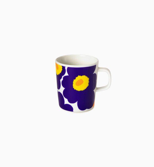 Marimekko「Unikko マグカップ 250ml」|グラス・マグカップ|ホワイト&times;ネイビー
