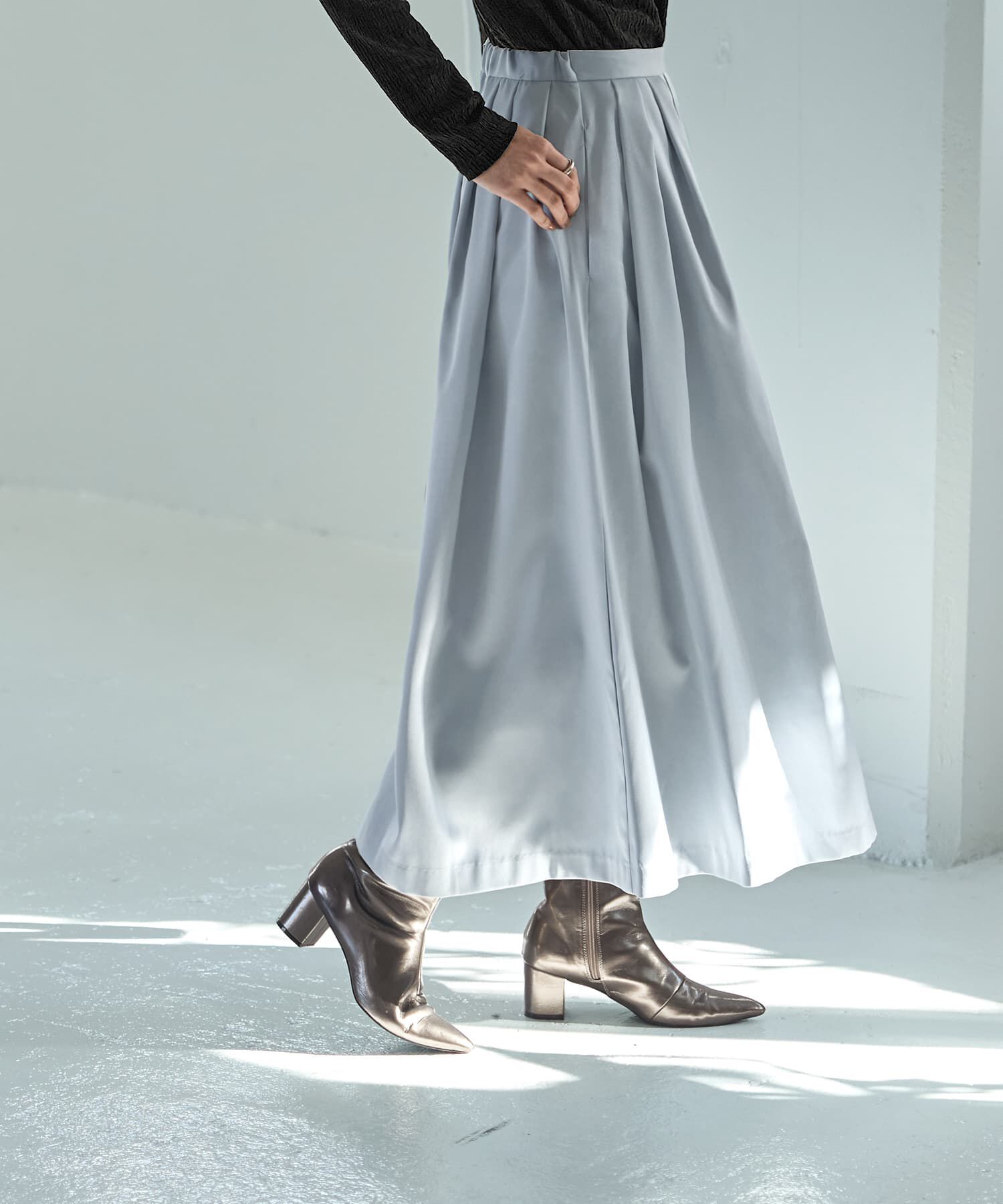 STYLE DELI「微光沢生地タックスカート」|スカート|