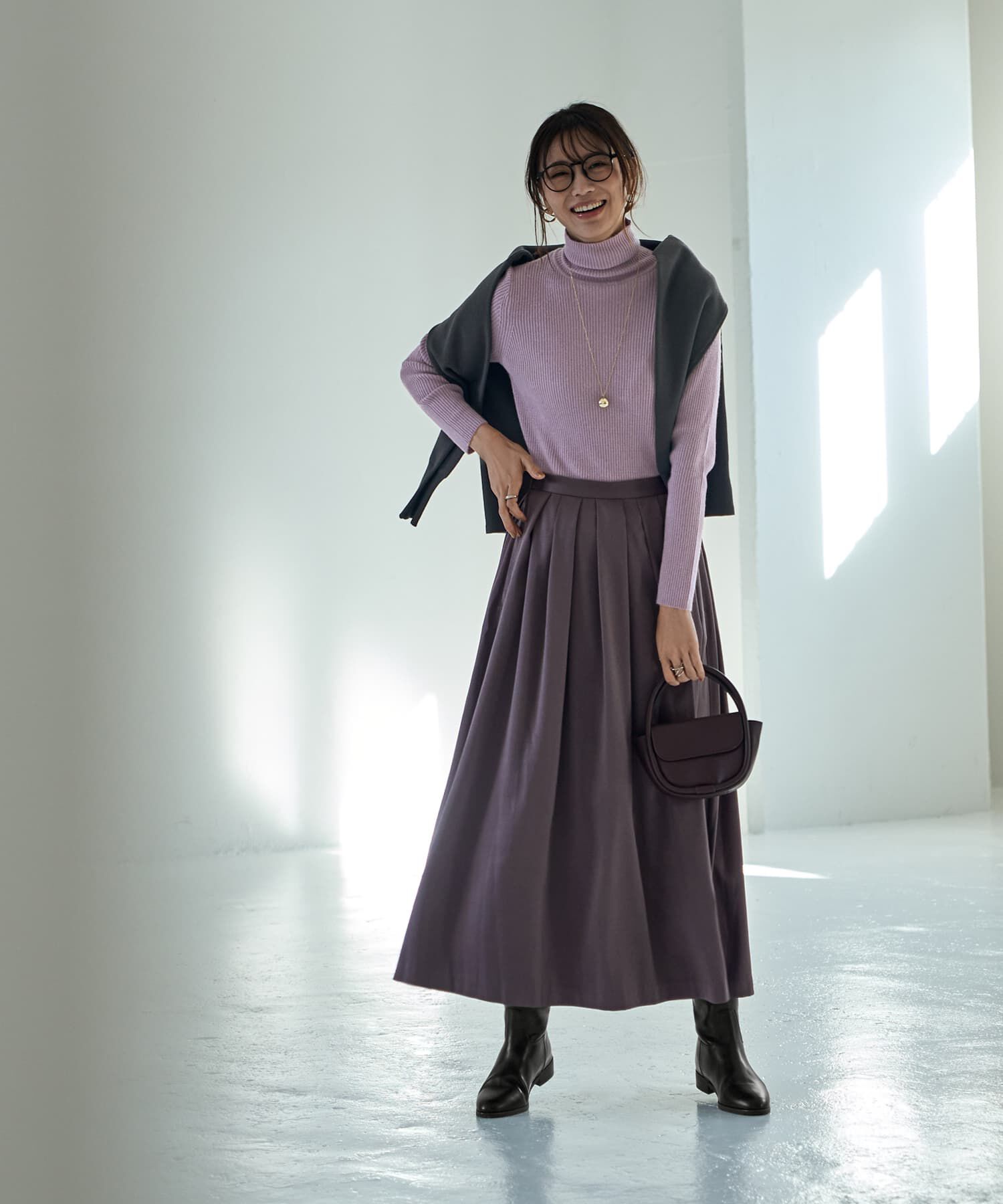 STYLE DELI「微光沢生地タックスカート」|スカート|