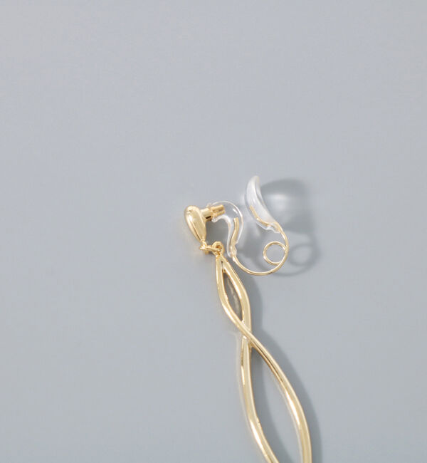 Phoebe「【金属アレルギー対応】【痛くないシリーズ】スウィングクリスタルループフィットイヤリング　ゴールド」|イヤリング|