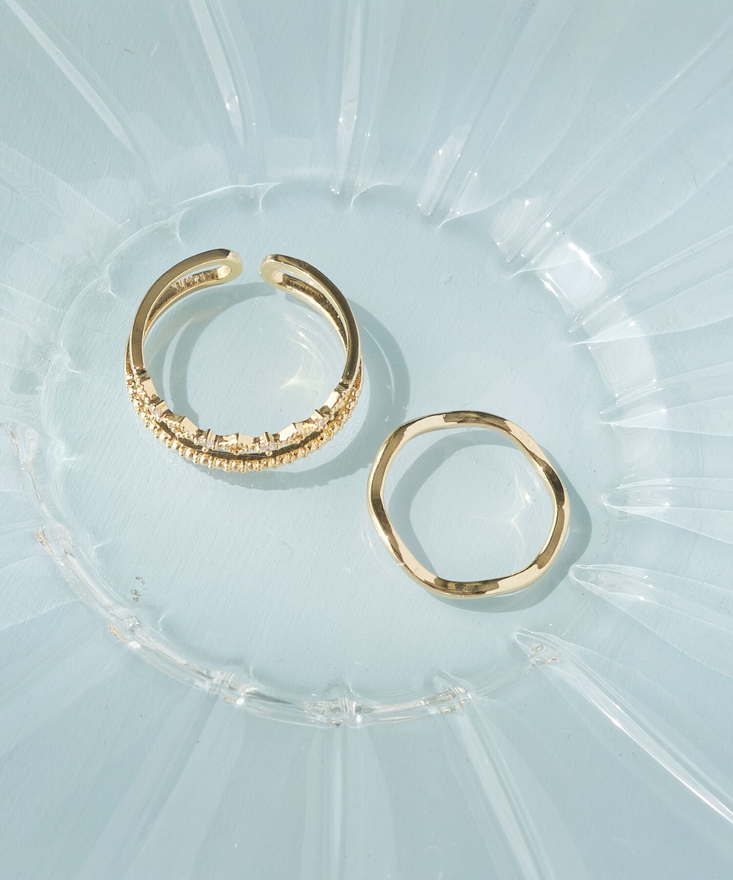 Phoebe「フェミニンプレイスドビジューセットリング ゴールド」|リング|