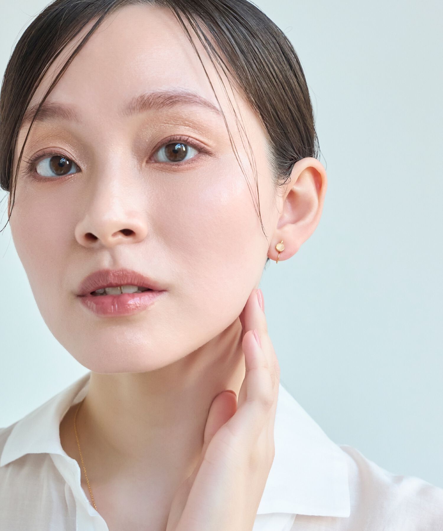 Phoebe「【痛くないシリーズ】パワーストーンライトフィットイヤリング　ローズクォーツ天然石」|イヤリング|