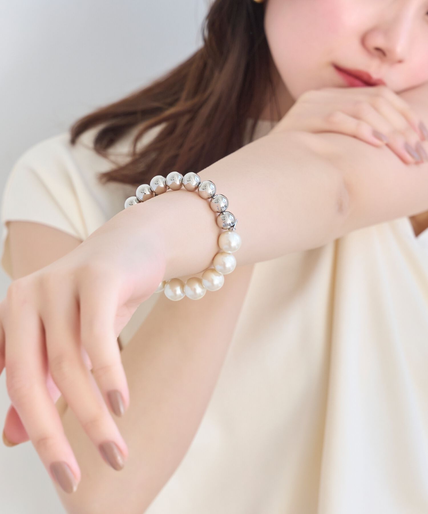 Phoebe「メタルボールゴムブレスレット　シルバー」|ブレスレット・バングル|