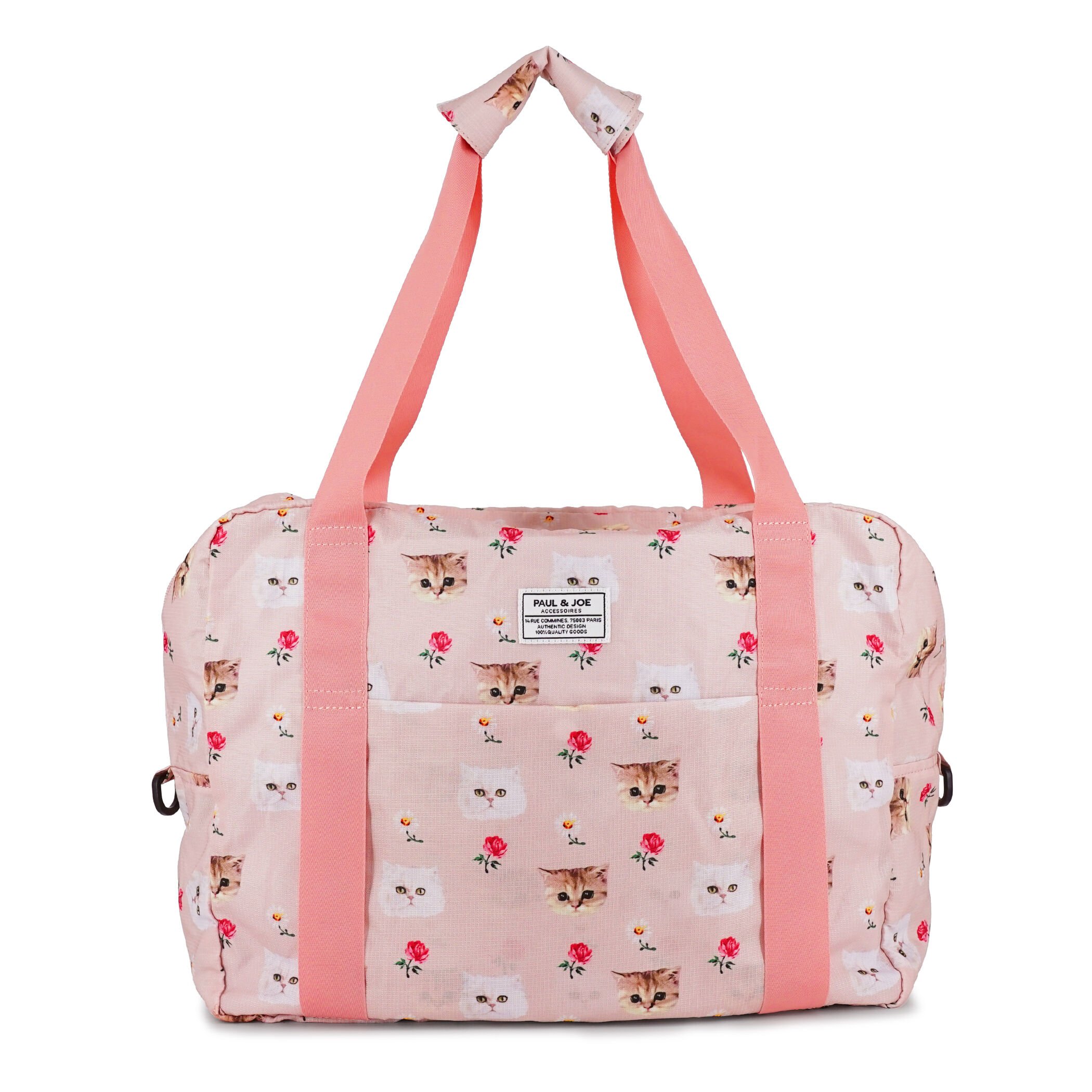 PAUL&JOE「折りたたみボストンバッグ／ジブシー＆ヌネット総柄」|ボストンバッグ|ピンク