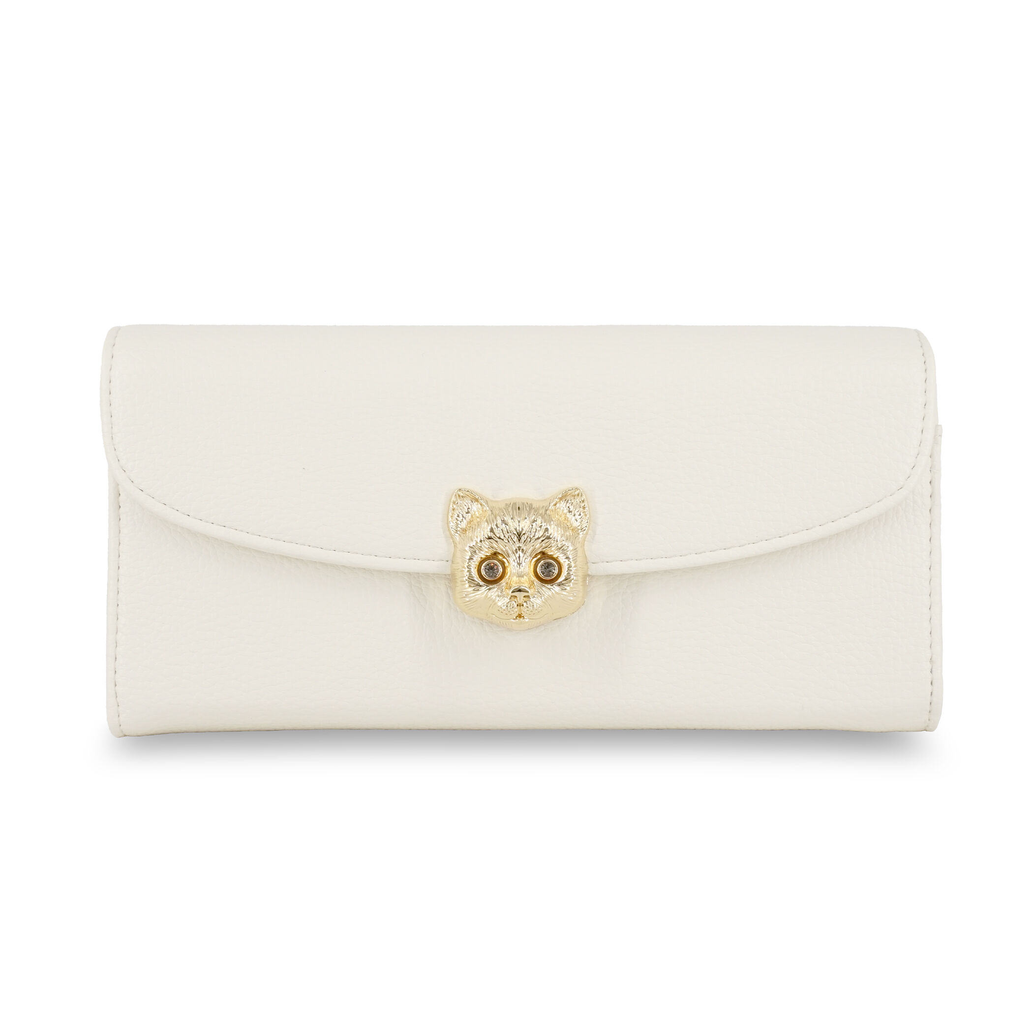 PAUL&JOE「かぶせ束入れ／３Ｄ　キャットフェイス／２６ＳＳ」|財布|アイボリー