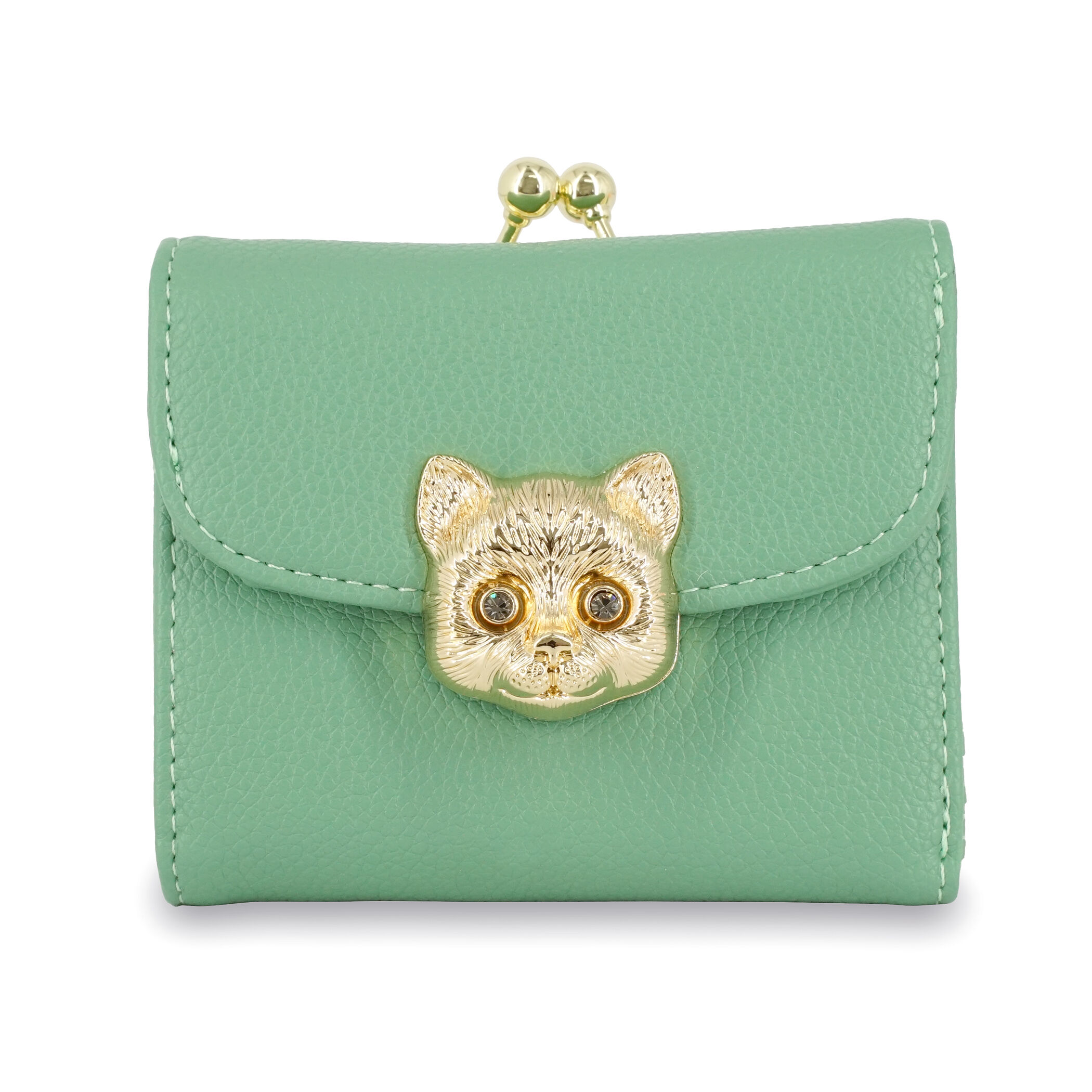 PAUL&JOE「口金ミニ財布／３Ｄ　キャットフェイス／２６ＳＳ」|財布|グリーン