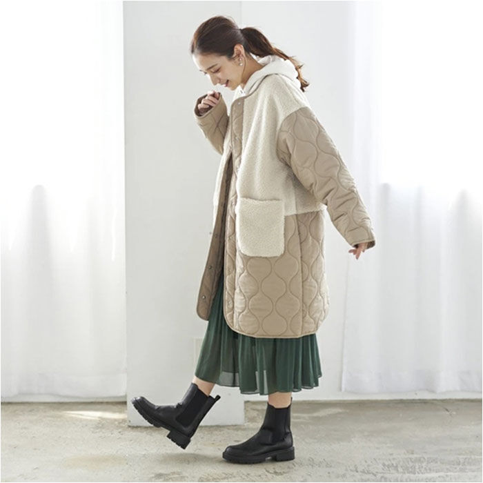 BACKYARD FAMILY「キルティングコート レディース 通販 ノーカラーコート ロングコート ノーカラージャケット 上着」|その他|